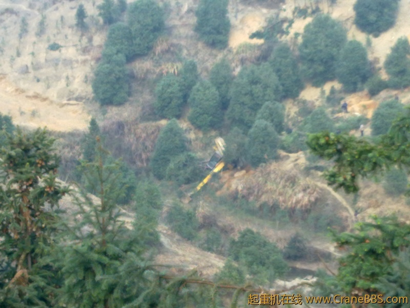 这是中间一个小插曲听说是前天翻的一台挖机，也是吊树翻的！ 人没事